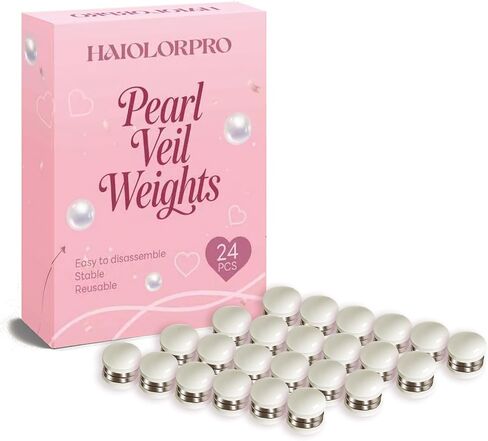 HAIOLORPRO 24 Pairs Veil Weights Magnetic, Double-Sided Pearl Veil Weights for Securing Long Veils - Strong Hold & Non-Damaging, Premium Outdoor Wedding Accessories for Brides (White) in Saudi Arabia