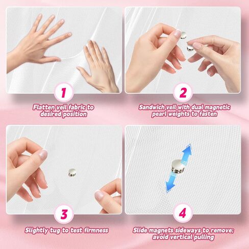 HAIOLORPRO 24 Pairs Veil Weights Magnetic, Double-Sided Pearl Veil Weights for Securing Long Veils - Strong Hold & Non-Damaging, Premium Outdoor Wedding Accessories for Brides (White) in Saudi Arabia
