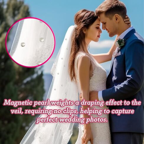 HAIOLORPRO 24 Pairs Veil Weights Magnetic, Double-Sided Pearl Veil Weights for Securing Long Veils - Strong Hold & Non-Damaging, Premium Outdoor Wedding Accessories for Brides (White) in Saudi Arabia