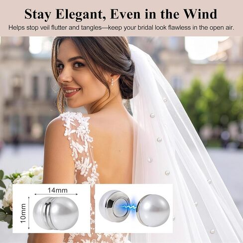 20 Pairs Magnetic Pearl Veil Weights, Double-Sided Invisible Veil and Dress Weights for Bridal Wedding, Strong Hold No-Sew Skirt Hem Magnets with Non-Damaging Electroplated Base for Brides in Saudi Arabia