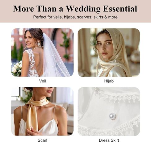 20 Pairs Magnetic Pearl Veil Weights, Double-Sided Invisible Veil and Dress Weights for Bridal Wedding, Strong Hold No-Sew Skirt Hem Magnets with Non-Damaging Electroplated Base for Brides in Saudi Arabia