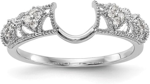 Solid 14K White Gold Engagement Diamond Wrap Wedding Ring Band Guard Enhancer (.104 cttw.) in Kuwait