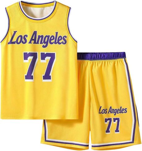 WDIRARA Boy's 2 Piece Workout Sets Number Graphic Tank Basketball Shorts Set Jersey Tracksuit in Kuwait