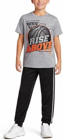 Pro Athlete Boys Pant Set - 2 Piece Tracksuit with Short Sleeve Graphic Tee and Tricot Jogger Sweatpants for Boys (8-16) in Saudi Arabia