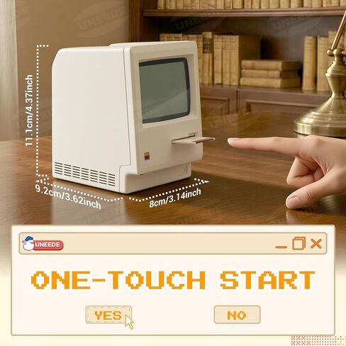 UNEEDE Maclock Retro Desk Clock, 1984 W-8 Computer Inspired Pixel Display Rechargeable Desk Clock, Multi-Alarm, Calendar, Temperature, Dimmable, Unique Retro Tech Gift for Office Bedroom Night Light in Saudi Arabia