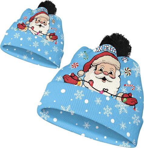 2PCS Beanie Parent-Child Knit Hat Family Matching Cap Winter Set Warm Beanie Hat with Pom Pom in Saudi Arabia