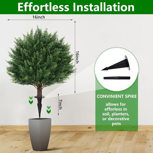 Yangrass Artificial Set of 4 Cedar Topiary Trees with Ground Spike, 4 Pack Artificial Plants with UV Resistant, Faux Evergreen Tree for Indoor Outdoor in Saudi Arabia