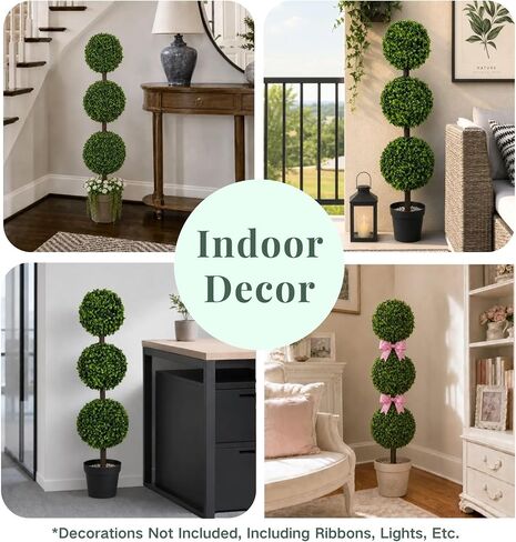 DIY 3ft Realistic Artificial Boxwood Triple Ball Topiary Tree with Pot, 2026 Series UV Resistant Faux Topiary Plant for Indoor Outdoor Front Porch, Patio, Balcony, Office, Yard and Farmhouse Decor in Kuwait