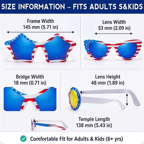 24 Pairs 4th of July Glasses Bulk, 4 Fun Shapes (Heart, Star, Round, Square) American Flag Sunglasses USA Red White Blue Patriotic Glasses 250th Anniversary Independence Day Party decor in Saudi Arabia