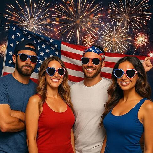 American Flag Sunglasses - UV Protective Patriotic Eyewear for Men & Women - Stylish Lightweight Frame Sunglasses for 4th of July Party Celebrations Independence Day Liberty Red White & Blue Design in Saudi Arabia