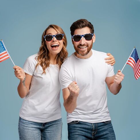 American Flag Sunglasses - UV Protective Patriotic Eyewear for Men & Women - Stylish Lightweight Frame Sunglasses for 4th of July Party Celebrations Independence Day Liberty Red White & Blue Design in Saudi Arabia