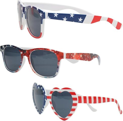 American Flag Sunglasses - UV Protective Patriotic Eyewear for Men & Women - Stylish Lightweight Frame Sunglasses for 4th of July Party Celebrations Independence Day Liberty Red White & Blue Design in Saudi Arabia