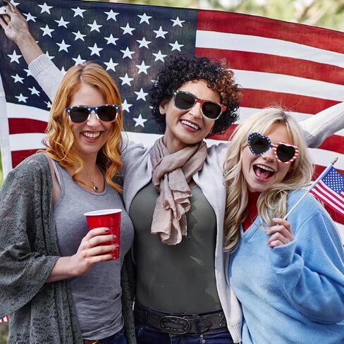 American Flag Sunglasses - UV Protective Patriotic Eyewear for Men & Women - Stylish Lightweight Frame Sunglasses for 4th of July Party Celebrations Independence Day Liberty Red White & Blue Design in Saudi Arabia