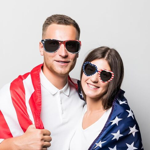 American Flag Sunglasses - UV Protective Patriotic Eyewear for Men & Women - Stylish Lightweight Frame Sunglasses for 4th of July Party Celebrations Independence Day Liberty Red White & Blue Design in Saudi Arabia