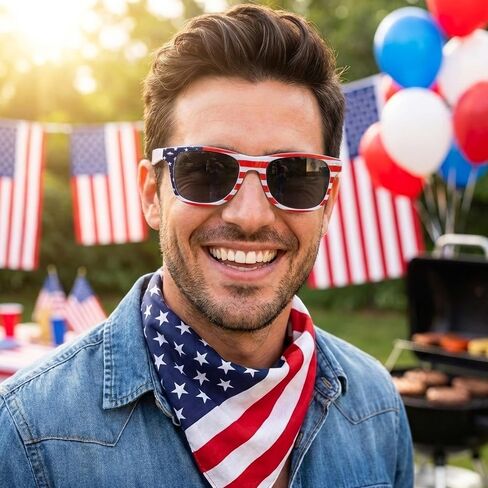 4 Pack American Flag Sunglasses, 4th of July Sun Glasses for Adults Men Women, Independence Day Patriotic Glasses, USA Sunglasses UV Protection Bulk for Parade Party Supplies in Saudi Arabia