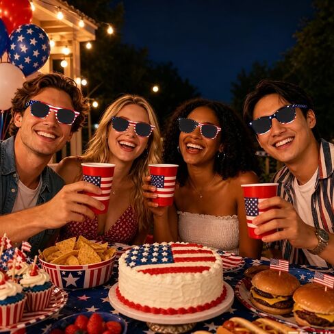 4 Pack American Flag Sunglasses, 4th of July Sun Glasses for Adults Men Women, Independence Day Patriotic Glasses, USA Sunglasses UV Protection Bulk for Parade Party Supplies in Saudi Arabia