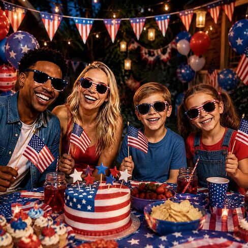 4 Pack American Flag Sunglasses, 4th of July Sun Glasses for Adults Men Women, Independence Day Patriotic Glasses, USA Sunglasses UV Protection Bulk for Parade Party Supplies in Saudi Arabia