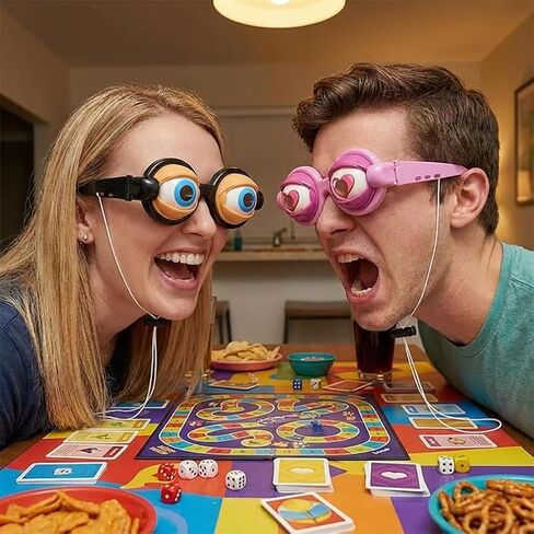 3Pcs Funny Glasses for Adults Crazy Eye Glasses(with 3 Glasses Cords), Eyes Glasses Adult Size Silly Sunglass With Blinking Eyeball for Party and Performances(Pink,Black,Green) in Saudi Arabia