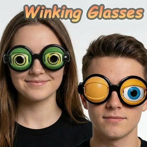 3Pcs Funny Glasses for Adults Crazy Eye Glasses(with 3 Glasses Cords), Eyes Glasses Adult Size Silly Sunglass With Blinking Eyeball for Party and Performances(Pink,Black,Green) in Saudi Arabia