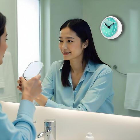 Silent Waterproof Bathroom Clock with Suction Cup - Compact Battery Operated Clock for Shower, Kitchen, Desk, or Bedroom Use (Blue) in Kuwait