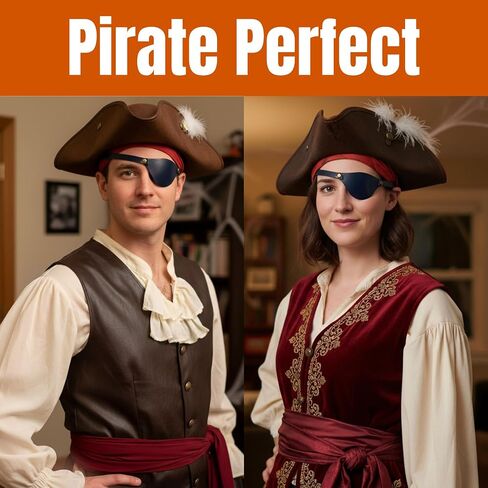 Pirate Eye Patch for Adults - Black Adjustable Matte Leather Eyepatch for Halloween Costume, Cosplay, Steampunk & Renaissance Fair - Premium Vegan Leather, One Size Fits Men & Women in Saudi Arabia