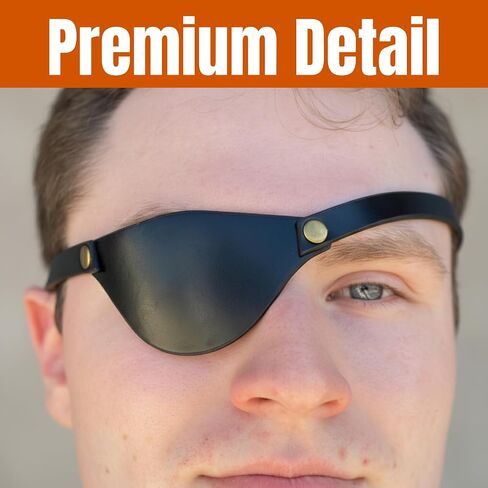 Pirate Eye Patch for Adults - Black Adjustable Matte Leather Eyepatch for Halloween Costume, Cosplay, Steampunk & Renaissance Fair - Premium Vegan Leather, One Size Fits Men & Women in Saudi Arabia