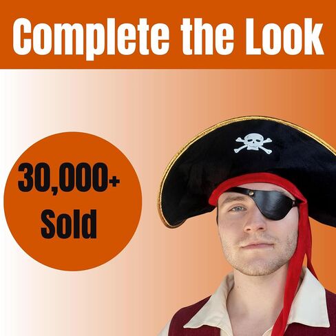 Pirate Eye Patch for Adults - Black Adjustable Matte Leather Eyepatch for Halloween Costume, Cosplay, Steampunk & Renaissance Fair - Premium Vegan Leather, One Size Fits Men & Women in Saudi Arabia