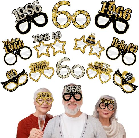 Turypaty 24Pcs 1981 45th Birthday Paper Glasses Decorations for Men Women - Black Gold Happy 45th Birthday Paper Eyeglasses Photo Props, Vintage 1981 45 Years Old Birthday Party Supplies in Saudi Arabia