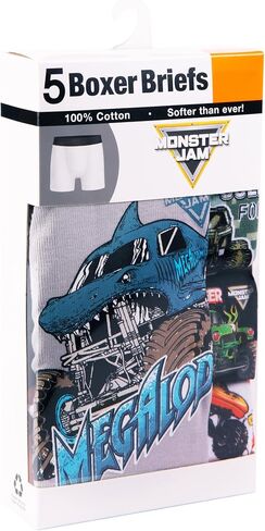 Handcraft Monster Jam Boys 5-Pack Boxer Briefs, Grave Digger Megalodon Earth Shaker Soldier Fortune in Saudi Arabia