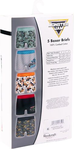 Handcraft Monster Jam Boys 5-Pack Boxer Briefs, Grave Digger Megalodon Earth Shaker Soldier Fortune in Saudi Arabia
