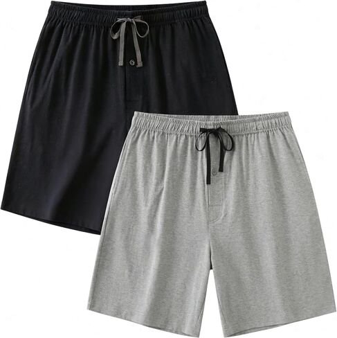 Mens Cotton Sleep Shorts, 7" Inseam, 2 Pack in Saudi Arabia