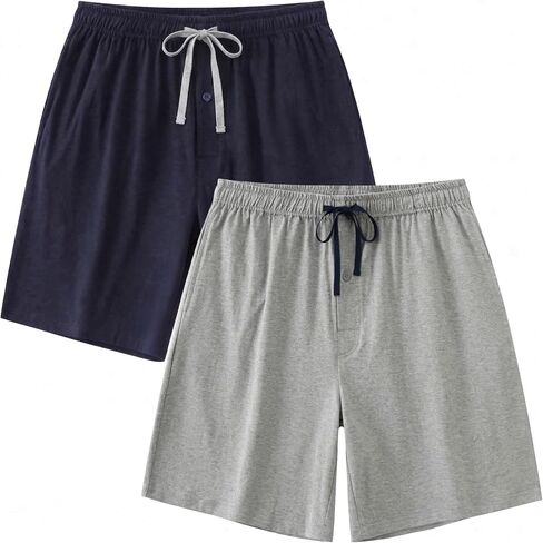 Mens Cotton Sleep Shorts, 7" Inseam, 2 Pack in Saudi Arabia