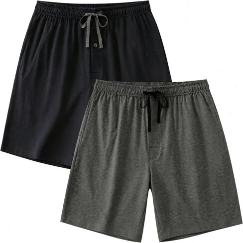 Mens Cotton Sleep Shorts, 7" Inseam, 2 Pack in Saudi Arabia