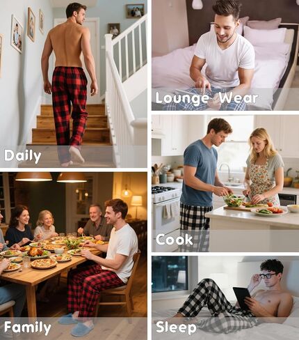 Idtswch Tall Mens Pajamas Pants 32/34/36/38 Long Inseam Plaid Lounge Pants Sleepwear Bottoms in Kuwait