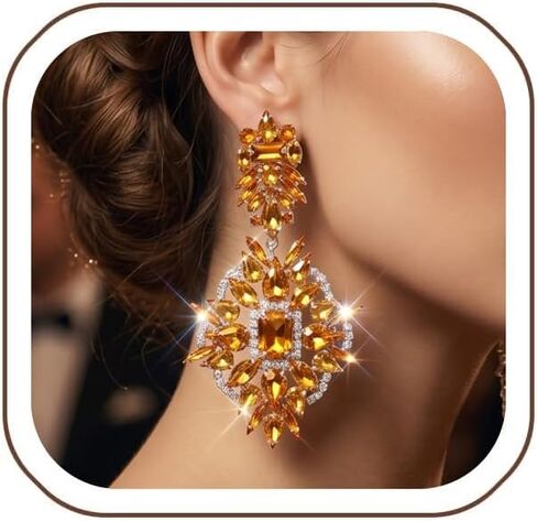 Formal Oversized Earrings for Women Dangling Trendy Large Rhinestone Chandelier Earrings Costume Jewelry in Saudi Arabia