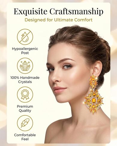 Formal Oversized Earrings for Women Dangling Trendy Large Rhinestone Chandelier Earrings Costume Jewelry in Saudi Arabia
