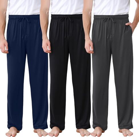 Men's Pajama Pants Soft Jogger Sleep Pants Lounge Pants with Pockets Adjustable Drawstring Casual Sleepwear for All Seasons in Saudi Arabia