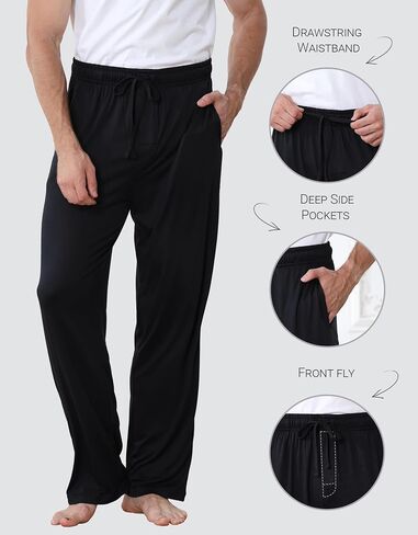 Men's Pajama Pants Soft Jogger Sleep Pants Lounge Pants with Pockets Adjustable Drawstring Casual Sleepwear for All Seasons in Saudi Arabia