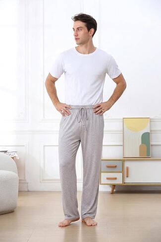 Men's Pajama Pants Soft Jogger Sleep Pants Lounge Pants with Pockets Adjustable Drawstring Casual Sleepwear for All Seasons in Saudi Arabia
