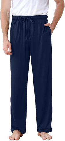 Men's Pajama Pants Soft Jogger Sleep Pants Lounge Pants with Pockets Adjustable Drawstring Casual Sleepwear for All Seasons in Saudi Arabia