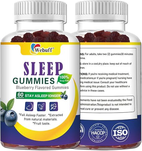 Sleep Gummies with 5mg Melatonin for Adults Fall Asleep Faster with Non-Groggy Morning, Sugar Free Sleep Aid Supplement, Non-Habit Forming, Blueberry Flavor, 60 Count in Saudi Arabia