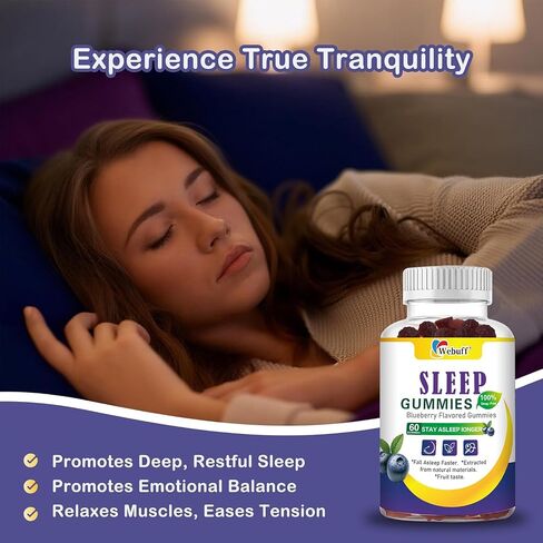 Sleep Gummies with 5mg Melatonin for Adults Fall Asleep Faster with Non-Groggy Morning, Sugar Free Sleep Aid Supplement, Non-Habit Forming, Blueberry Flavor, 60 Count in Saudi Arabia