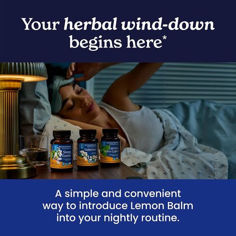 Herb Pharm Lemon Balm Calm Capsules: Calming Nervous System Support, Certified Organic Capsules with Lemon Balm Leaf Extract, Melatonin Free Relaxing Supplement, Vegan, 30 Day Supply, 60 Capsules* in Saudi Arabia