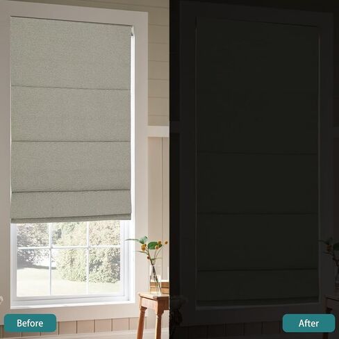 Changshade No Drill Roman Shades Cordless Blinds Blackout for Indoor Windows, Room Darkening Black Out Tension Rod No Hardware No Tools Inside Mount, Shade Size 47 Inches Wide 64 Inches High, Beige in Saudi Arabia