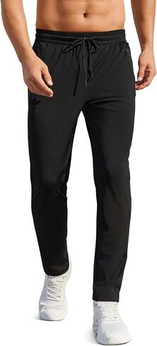 Mens Sweatpants Joggers with Zipper Pocket Casual Athletic Workout Lightweight Tapered Track Pants for Running Gym in Saudi Arabia