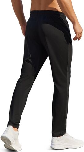 Mens Sweatpants Joggers with Zipper Pocket Casual Athletic Workout Lightweight Tapered Track Pants for Running Gym in Saudi Arabia