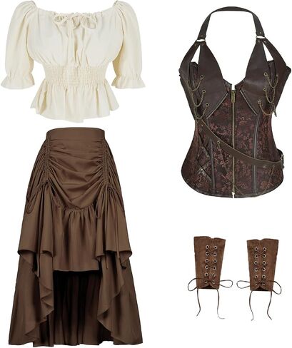 4 pcs Viking pirate Renaissance costumes for women steampunk costume Halloween victorian costumes in Saudi Arabia
