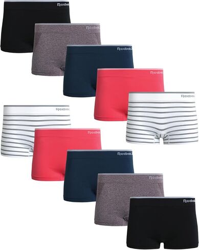 Reebok Womens Boyshorts Underwear - 10 Pack Stretch Performance Seamless Underwear for Women, 4" Inseam Tagless Waistband in Kuwait