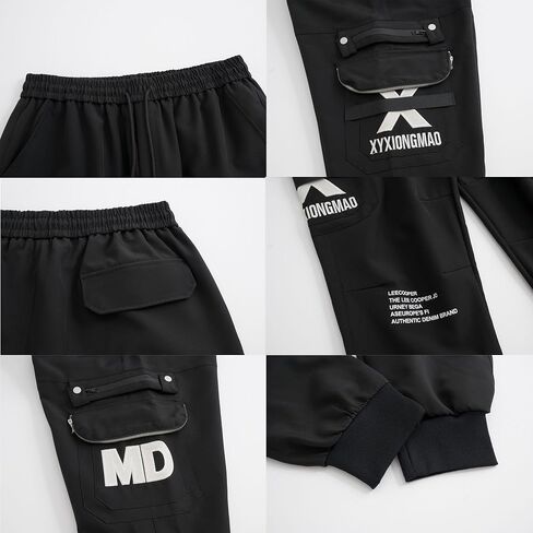 Functional Jogger Paratrooper Cargo Pants for Women 6 Pockets Embroidery techwear High Waist Black Cargo Pants in Saudi Arabia