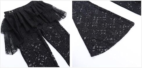 Rave Bell Bottom Pants Woman Goth Flare Sheer Mesh Lace Floral Graphic Lounge Punk Vintage in Saudi Arabia